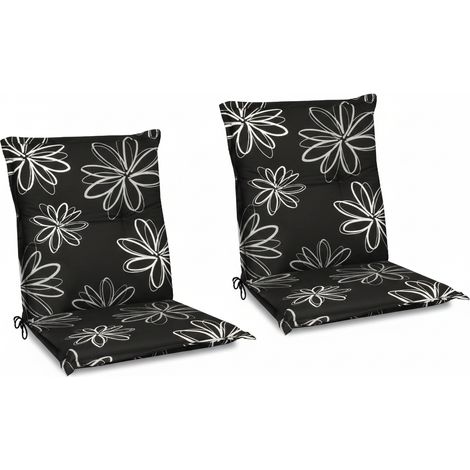 Flores Niedriglehner 2er 100x50 cm schwarz mit Blumen