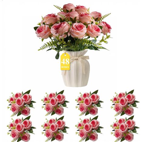 24 Rose Roses Fleurs Artificielles Longue Tige Décoration Mariage (1/5)