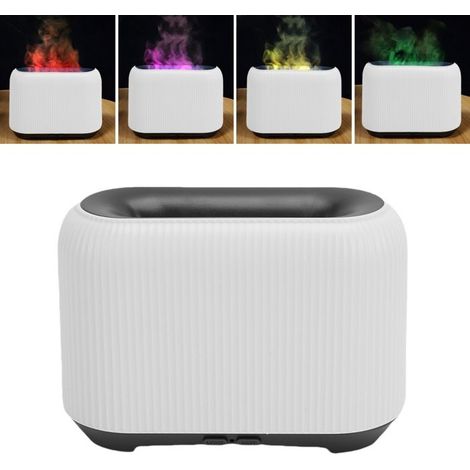BelleRise - Diffuseur huile essentielle flamme 3D 150 ml – LED multicolore – humidificateur mini USB blanc (1/4)