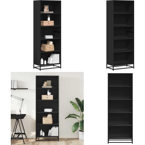 vidaXL Bibliothèque noir 60x35x170,5 cm bois d'ingénierie (1/5)