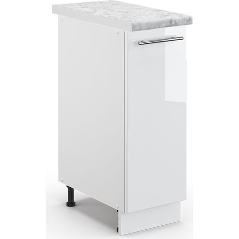 Armadio cucina dispensa alto Fame-Line, Bianco lucido, 30 cm , PL Marmo, Vicco