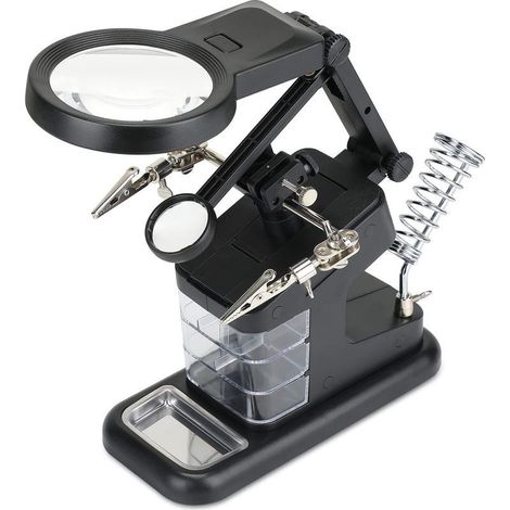 3X/4.5X/25X Multifonctionnel Troisieme Main, avec Loupe sur Pied à 10 LED avec Loupe Support de Fer à Souder pour Les Loisirs de Soudage (1/5)