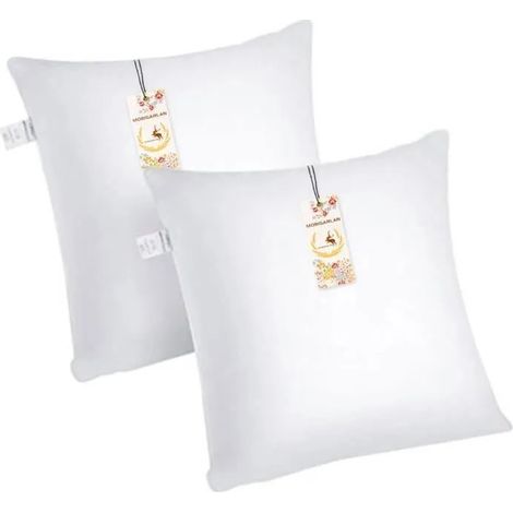 Lot de 2 oreillers fermes, blancs, 50x50 cm, housse en pur coton, garnissage en fibres creuses (1/4)
