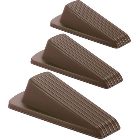 Door Stopper - Rubber Wedge - For Carpet Hardwood Tile Floors - Fits Door Gaps Up To 3 Cm - Heavy Duty Non Slip - 3 Pack (1/5)