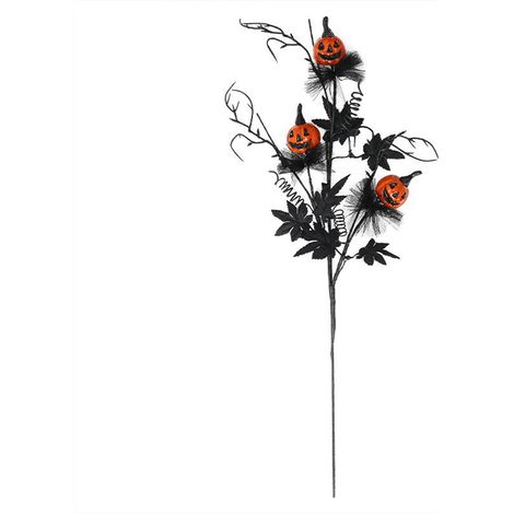 Tige Artificielle Citrouille Noire et Érable Décoration Automne Plastique Flexible 47cm pour Vase Intérieur Extérieur (1/4)