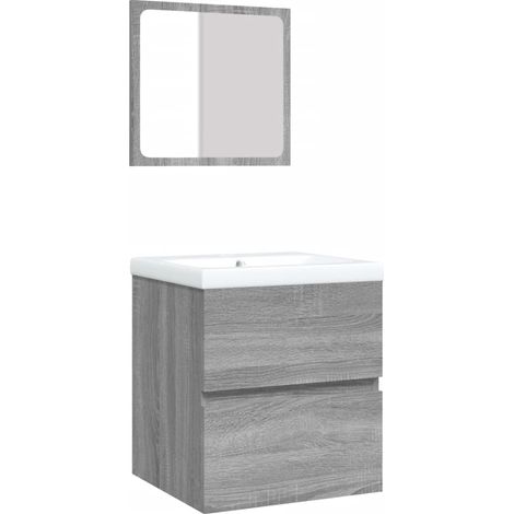 Maison Exclusive - Armoire lavabo de salle de bain et bassin et miroir sonoma gris