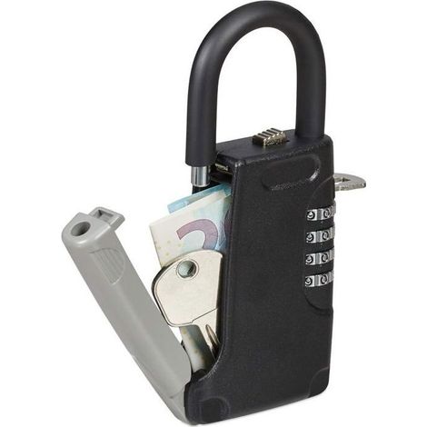 (Color:Black)Box to keys with Anse, Code to 4 Digits, outdoor, Small housing to clefs, Hx Lx P : 14,5 x 6 x 2 cm, Black (1/5)