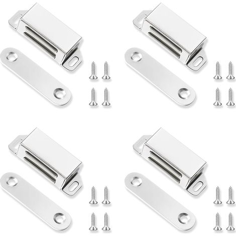 4 Pcs Aimant Porte Placard,Aimants d'Armoire,Fermeture Magnétique,Avec Magnétique Puissant,Pour Volets, Tiroir, Armoire, Porte Coulissant