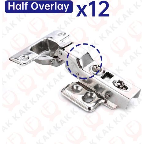 (Demi-couvert x 12-Espagne) 8 charnières de porte hydrauliques en acier inoxydable à fermeture douce avec amortisseur, pour meubles de cuisine (1/5)