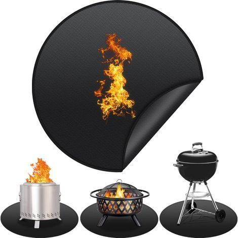 Tapis de Brasero Rond,120cm Tapis de Foyer Résistant à la Chaleur,Tapis Ignifuge, Tapis pour Barbecue,Tapis de Sol Anti-Feu pour Protection de Cheminée, Sol, BBQ et Braséros, Pelouse et Camping (1/5)