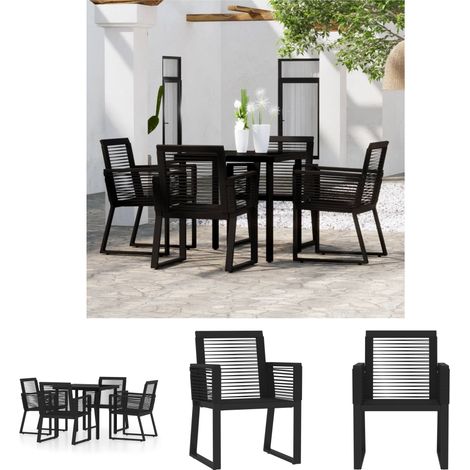 Esstisch - vidaXL 5-tlg. Garten-Essgruppe Schwarz - Gartenmöbel Schwarz (1/5)