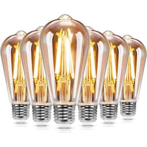 ST64 LED-Lampen, Edison-Fassung. E27 8W = 109W, 1680 Lumen, warmweißes Licht (2200K), dekorative Lampe, ideal für Zuhause, Bars, Cafés und Restaurants, nicht dimmbar, 6er-Pack. (1/5)