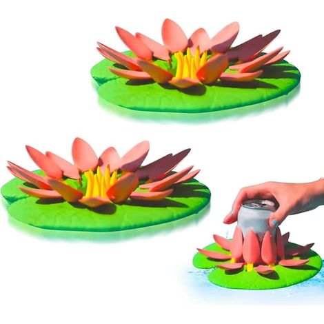Porte-gobelet flottant nénuphar lotus pour bain, piscine, verre à vin, porte-canette [Ho]