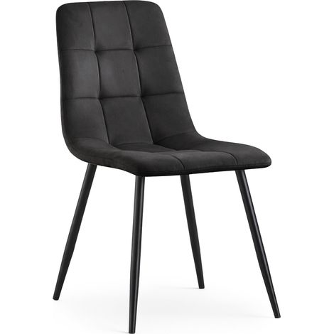Silla de terciopelo acolchado NERO Negro patas negras (1/5)