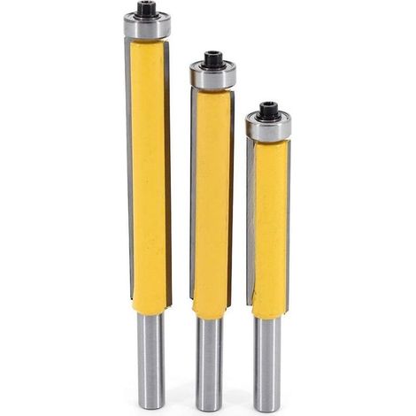 Fraises à copier bois 8 mm – Lot de 3 fraises extra-longues avec roulement supérieur, tige droite pour menuiserie et bricolage (1/5)