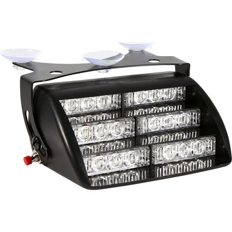 Feu d'avertissement clignotant LED pour voiture, 18 LED, tableau de bord, urgence, 3 modes de clignotement, 12V, jaune (1/5)