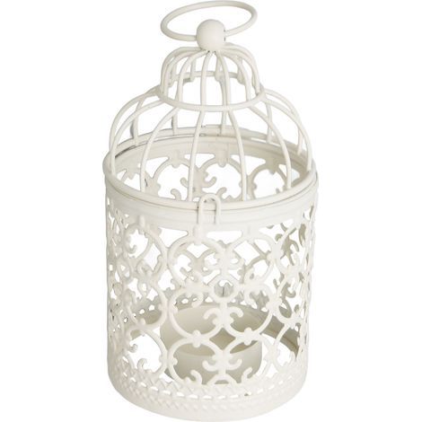 Lanterne à bougie tealight motif ajouré cage d'oiseau métallique décoration pour table mariage (1/5)