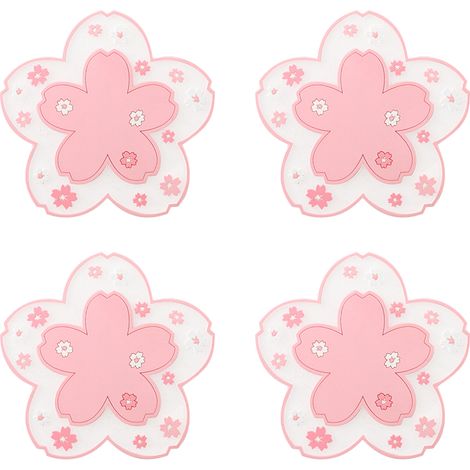 Jolis sous-verres roses en macramé, sous-verres amusants en silicone pour table basse en bois, set de table fleuri (rose, petit)