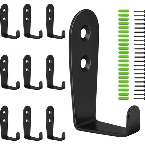 10 Pcs 3 mm d'épaisseur Patère Porte Manteau Murale Vintage, Crochet Porte Manteau Métal Rétro, Forme L Patère Noire avec 20 Vis pour Chambre Salle de Bain Cuisine (1/4)