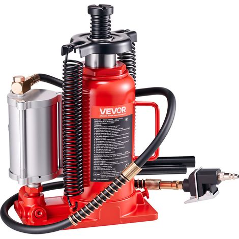 Cric Bouteille Hydraulique Pneumatique Capacité 20 T, Cric de Levage pour Voiture Plage de Levage 260-495 mm, avec Pompe, pour Réparation Automobile, Camion Camping-car, SUV, Atelier Garage (1/5)
