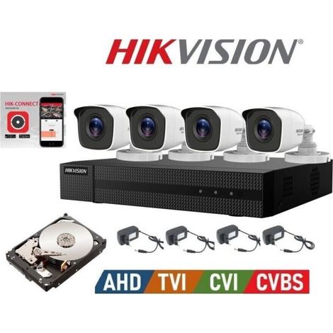 KIT VIDEOSORVEGLIANZA HIKVISION DVR 4 CANALI 4 TELECAMERE 2 MPX FULLHD 1080P 1TB