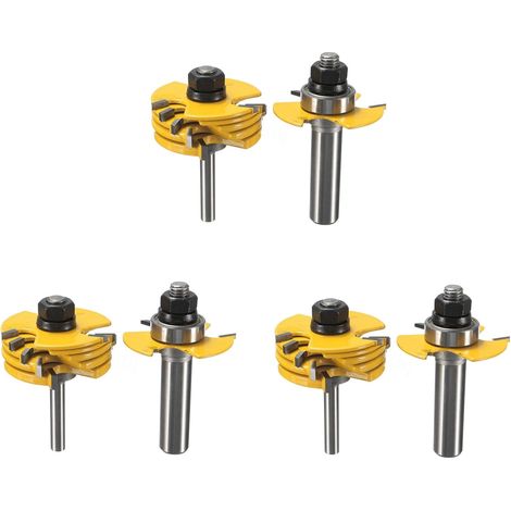 6Pcs Slot Cutter 3 Wing Routeur Bit 1/2 & 1/4 Pouce Shank Reglable Outil de Travail Du Bois (1/5)