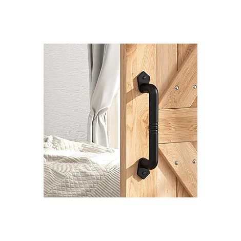 Poignée de porte coulissante de grange noire, poignée en acier au carbone noir (1/5)