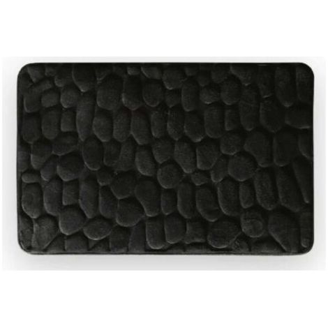 Black microfiber bath mat 40 x 60 cm with non-slip surface (1/4)