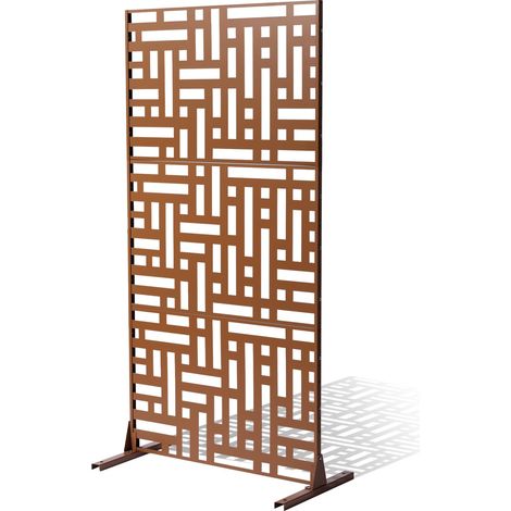 VEVOR Pannelli per Privacy in Metallo 120x50,8x193 cm Schermi Pannelli per Privacy allAperto, Fendivista Divisorio per Esterno Indipendente, Recinzione Decorativa 3 Schermi da Giardino, Marrone