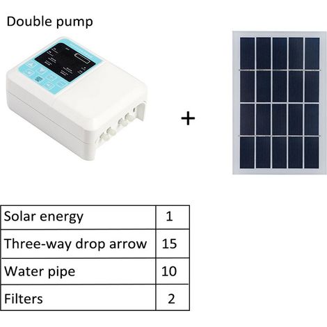 1 Système d'arrosage automatique, minuterie programmable, pompe solaire, irrigation goutte à goutte, pour plantes en pot (1/5)
