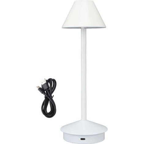 Jeffergarden Lampe de table sans fil de style moderne, art en fer, 3 couleurs, gradation continue, lampe de bureau LED portable avec commande tactile, blanc (1/5)