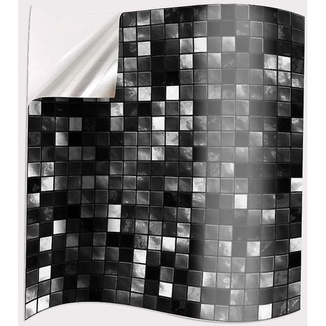 24x Autocollant En Tuile Pour Salle De Bain Et Cuisine 15 X 15cm Noir Blanc Mosaque Autocollants Adhsifs Du Film 2d Pour Les Tuiles Pour Les Carre (1/5)