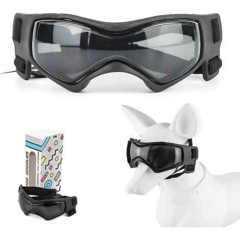 Lunettes de protection pour chien faciles à porter, lunettes de soleil pour petits chiens, protection UV réglable, lunettes imperméables et coupe-vent pour chiots de petite à moyenne taille (noir) (1/4)
