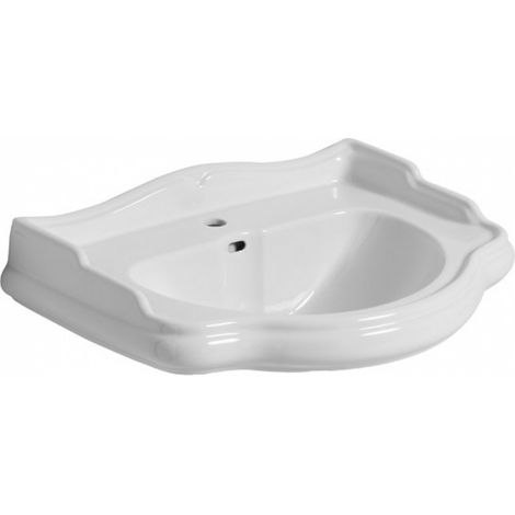 Cristina Ondyna – Lavabo céramique sur colonne 73x54 cm monotrou – Design rétro avec trop-plein – WCH7354