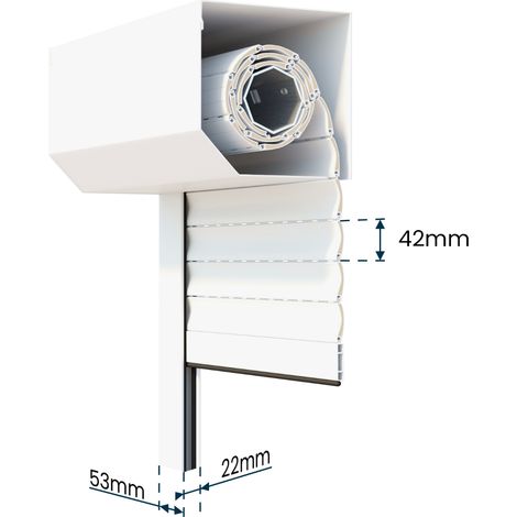 Volet roulant électrique filaire Alu Blanc - L120 x H155 cm - Motorisé avec commande murale, recoupable