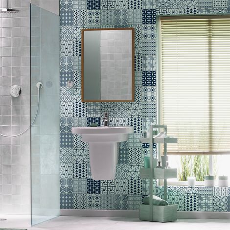 Sticker Mural Carrelage adhésif Cuisine Salle de Bain - 16 STICKERS CARRELAGES SCANDINAVE HADAR - 16stickers10x10cm (1/5)