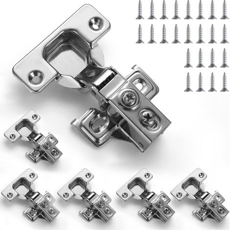 Cabinet Hinges, 6 Pack Stainless Steel Overlay Hinges Soft Close Kitchen Cabinet Door Hinges with Mounting Screws (1/5)