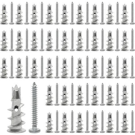 40 Pièces Cheville , Cheville Placo Charge Lourde avec Vis Autoperceuses, Chevilles Métalliques Fixations pour Cavités Béton Briques Plaques de Plâtre (1/5)