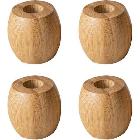Lot de 4 supports à brosses à dents en bambou - Format compact (1/5)