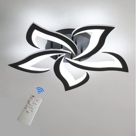 Plafonnier LED Dimmable 45W 3000K-6500K, Lampe de Plafond Moderne avec Télécommande, Design Pétales Créatif, Luminaire 60cm pour Salon Chambre (1/5)