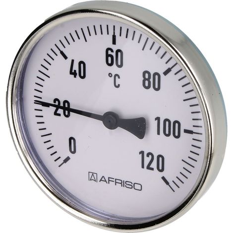 Thermomètre à cadran bimétallique 0-120°C capteur 63mm avec boîtier 100 mm