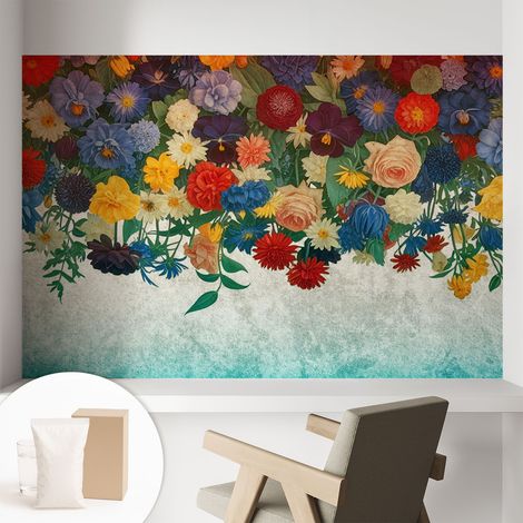 Carta Da Parati - Murale Alla Moda Decorazione - Camera Da Letto - Con Colla Gratuita Fiori colorati 104x70 cm (1/5)