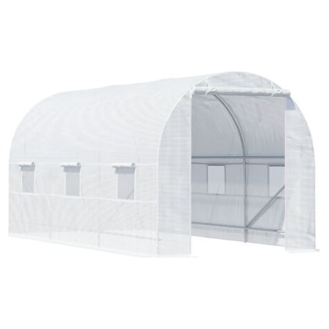 royaluxe -Serre à ciel ouvert avec structure métallique, 4,45 x 2 x 2 m, blanche (1/5)
