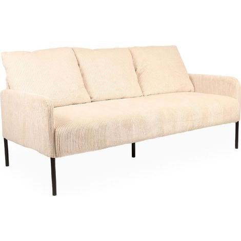 Canapé 3 Places en Velours Côtelé "Safia" 171cm Beige