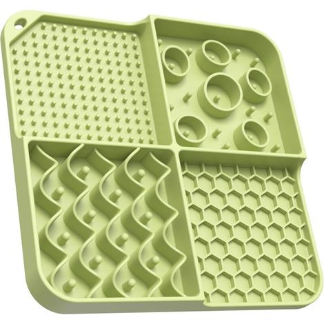 Tapis À Lécher Chien Et Chat Anti-Anxiété Avec Ventouse Alimentation Lente Puzzle Robuste Au Beurre De Cacahuète Vert (1/4)
