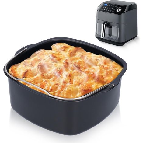 Air Fryer Kuchenform, Eisen Kuchen Backen Fass Käse Pfannen Kuchenbackformen Brotbackform Laibform Fritteuse Zubehö(22cm) (1/5)