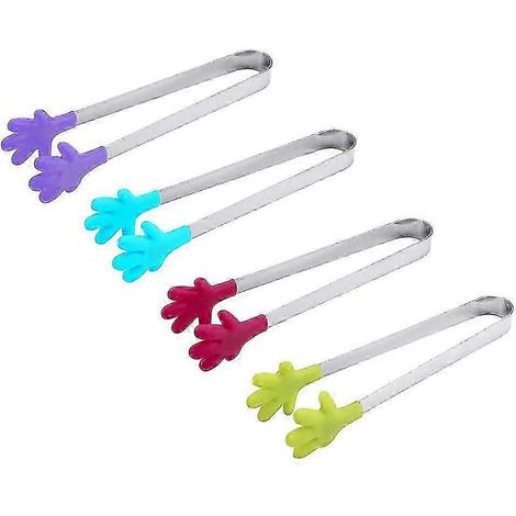 Un ensemble de 4 pinces à salade en silicone, de couleurs et de formes de mains aléatoires. (1/5)