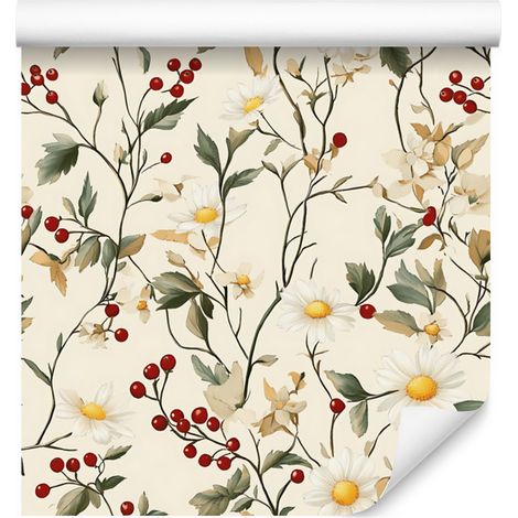 Daisy-Tapete in Creme, Beige und Weiß für Wohn- und Schlafzimmer, 50 x 1000 cm (1/5)