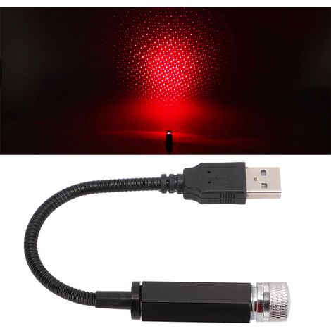 Roter Sternenhimmel-Projektor für Autos, Montage auf dem Dach oder im Innenraum. Roter USB-Projektor. Innendekoration für Autodächer. Projiziert einen Sternenhimmel an die Decke. (1/5)