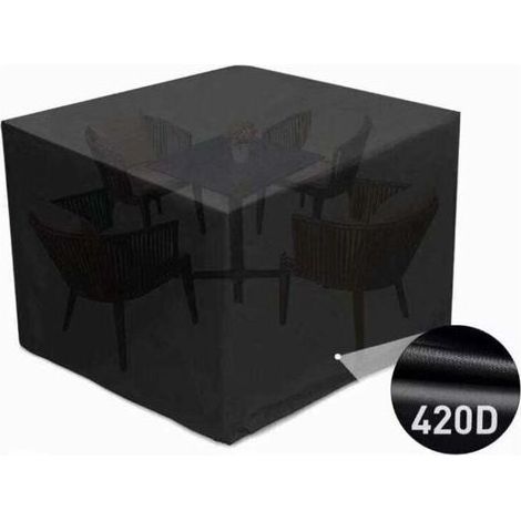 Housse Salon de Jardin, Couverture Bâche Etanche de Protection 420D pour Table/Meuble, Imperméable, Anti-UV, Poussière,Vieillissement, Déchirure(noir) (1/5)